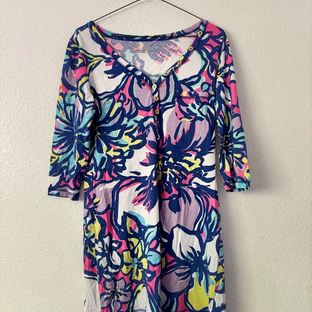 Lilly Pulitzer Blue and Pink Patterned Dress
